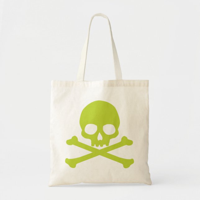 Green Simple Skull and Crossbones Tote Bag (Front)