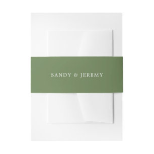 Green Simple Solid Colour Wedding Invitation Belly Band