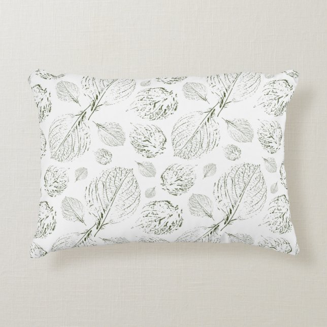 Green Simple textured leaves pattern Modern Decorative Cushion (Front)