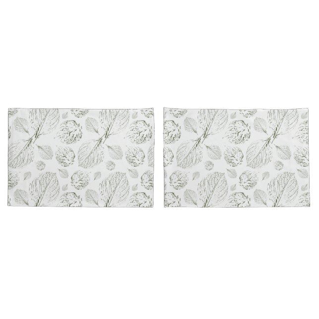 Green Simple textured leaves pattern Modern Pillowcase (Back-Set)