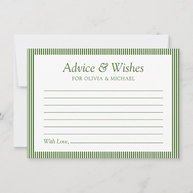 Green Simple Wedding Advice and Wishes Card  (Front)