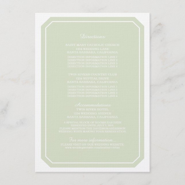 Green Simply Elegant Information Card (Front)