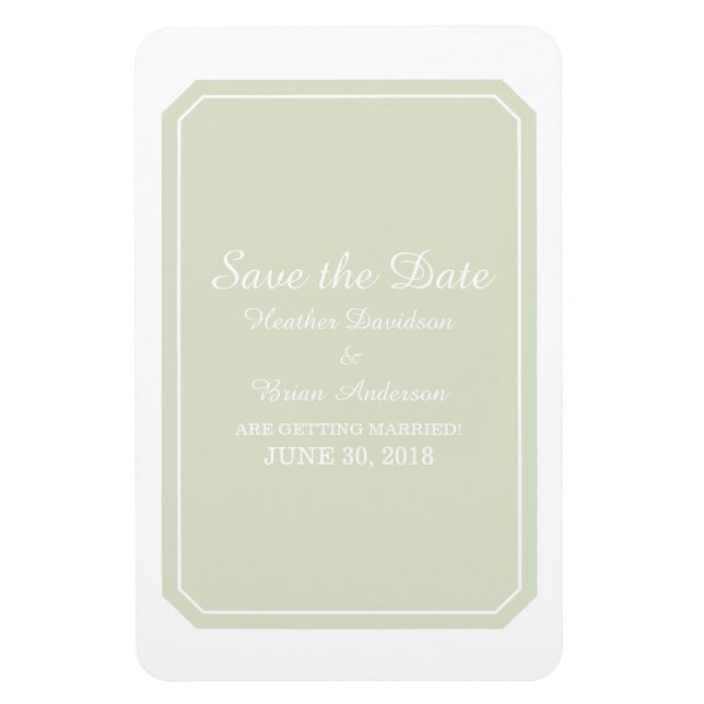 Green Simply Elegant Save the Date Magnet (Vertical)