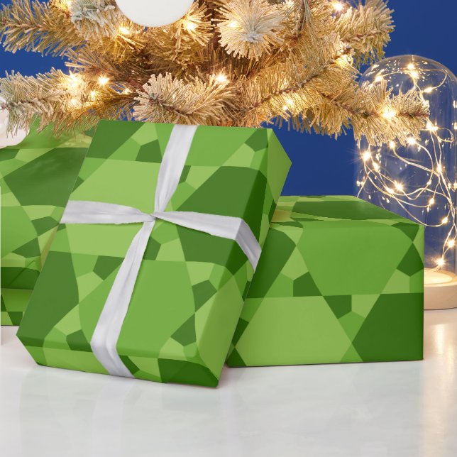 Green Six Pointed Star Optical Illusion Pattern Wrapping Paper (Holidays)