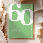 Green Sixty 60th Birthday Party Invitations<br><div class="desc">Modern green 60th birthday party invitations featuring the number '60' in a large bold serif font,  and a elegant invite template that is easy to personalise.</div>