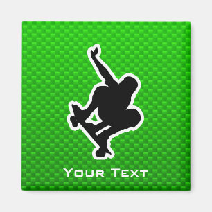 Green Skateboarding Magnet