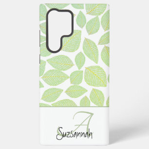 Green Skeleton Leaf Pattern on White Samsung Galaxy Case