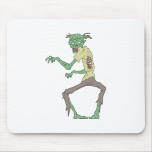 Green Skin Creepy Zombie With Rotting Flesh Mouse Mat