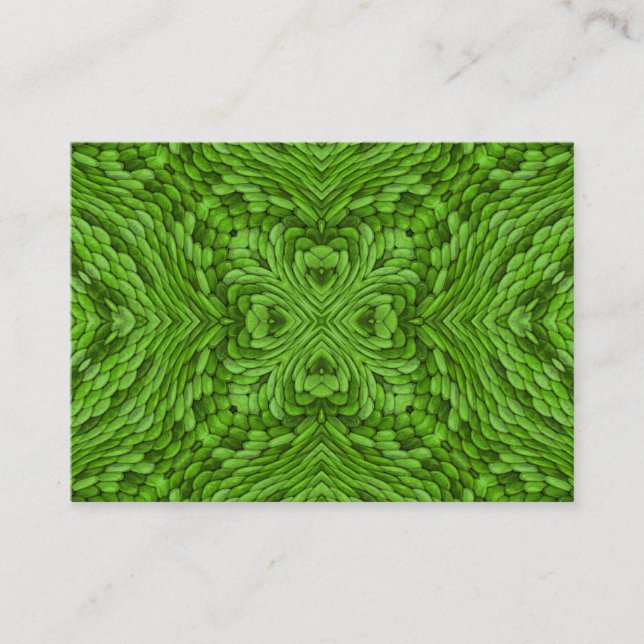Green Skin Vintage Fractal Kaleidoscope Business Card (Front)