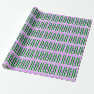 Green skis on purple background wrapping paper. wrapping paper