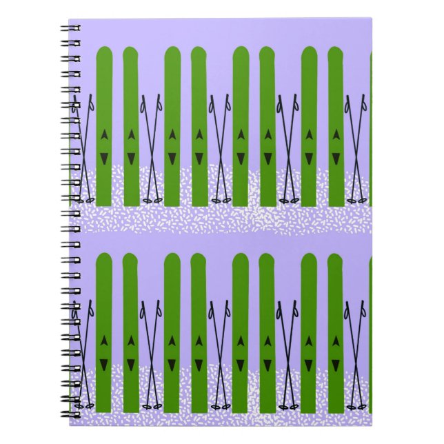 Green skis on purple notebook (Front)
