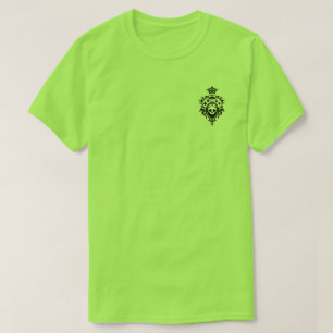 Green Skull And Card Suits Crest T-Shirt