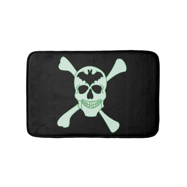 Green Skull And Crossbones Bath Mat (Front)