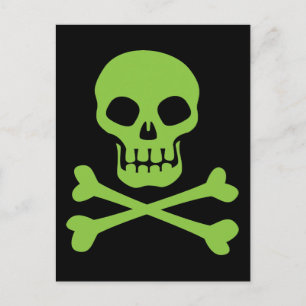 Green Skull and Crossbones Postcard