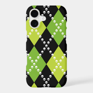 Green Skull Argyle Motif