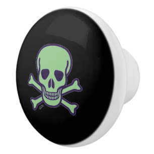 Green Skull black ceramic knob
