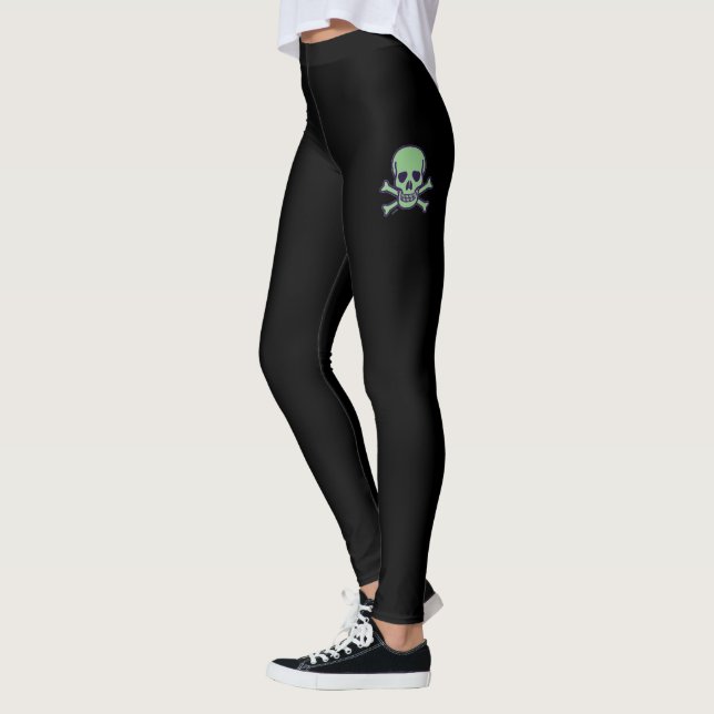 Green Skull black leggings (Left)