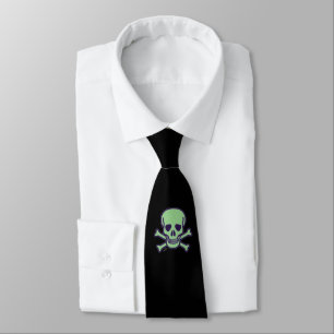 Green Skull black necktie