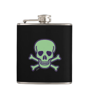 Green Skull black wrapped flask