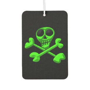 green skull car air freshener