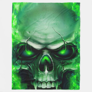 GREEN SKULL FLEECE BLANKET