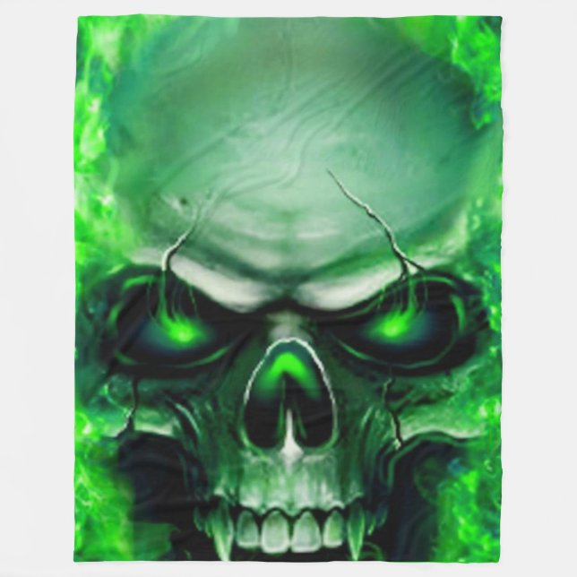 GREEN SKULL FLEECE BLANKET (Front)