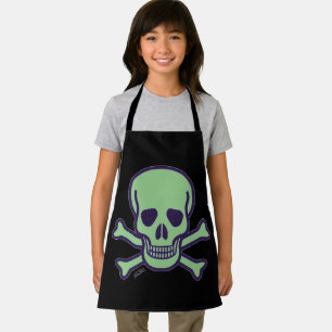 Green Skull girls chef apron