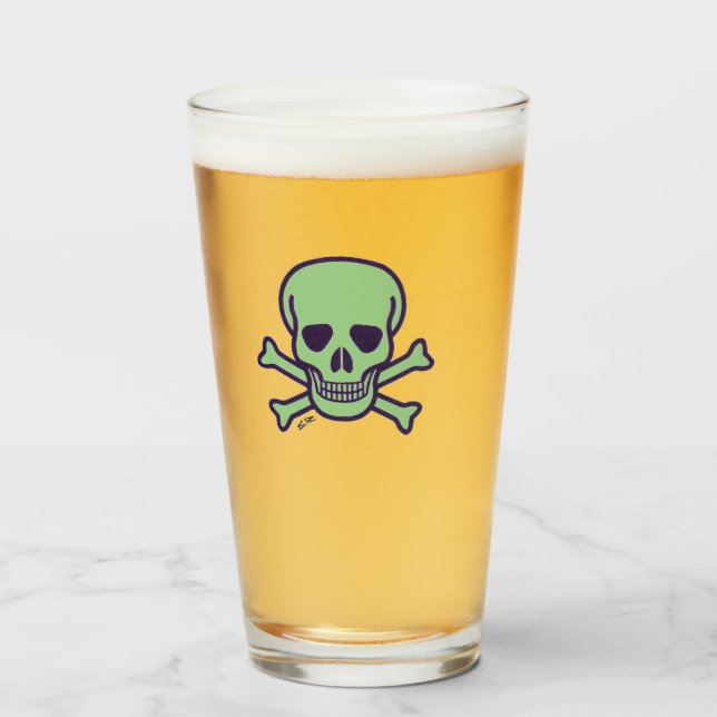 Green Skull glass tumbler (Front Filled)