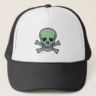 Green Skull green black trucker hat