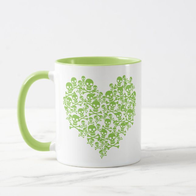 Green Skull Heart Mug (Left)