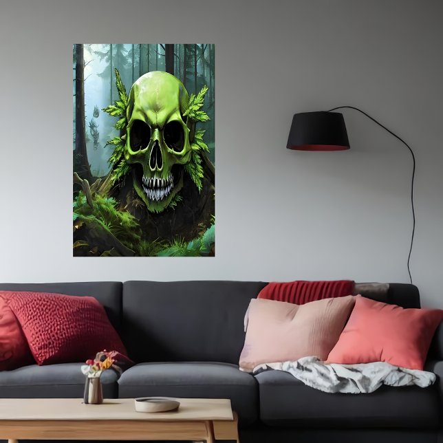 Green skull in the forest | AI Art Poster (Creator Uploaded)