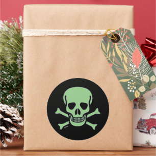 Green Skull large round stickers