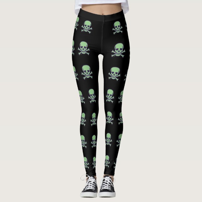 Green Skull large skulls leggings (Front)