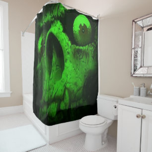 Green Skull Shower Curtain