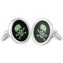 Green Skull silver cufflinks