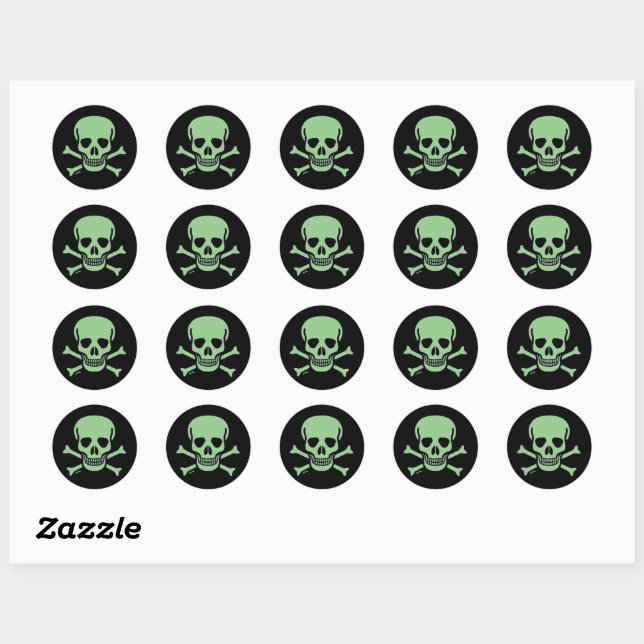 Green Skull small round stickers (Sheet)