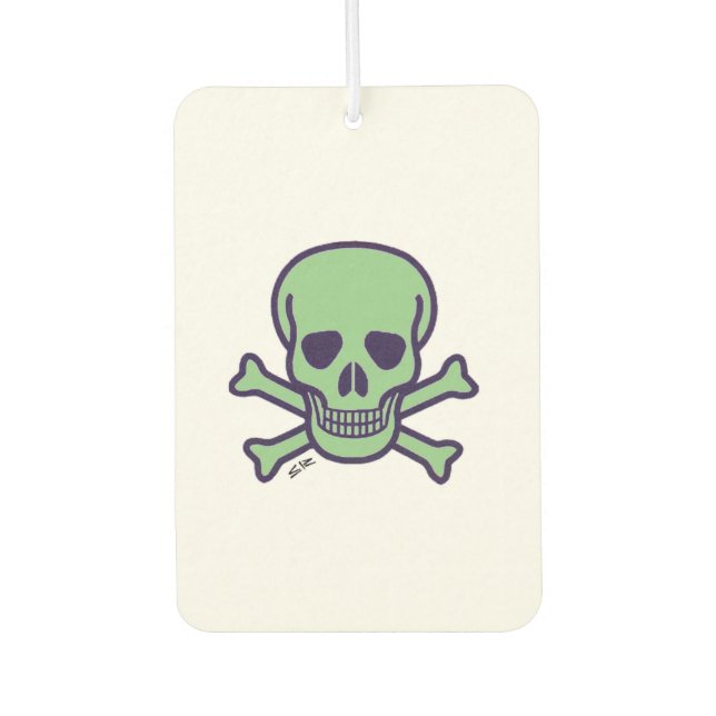 Green Skull white car air freshener (Front)