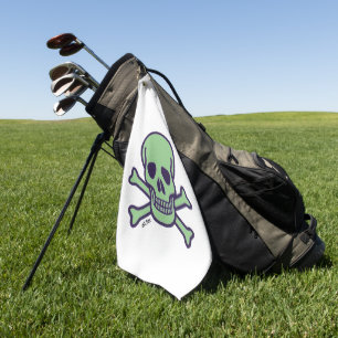 Green Skull white golf towel