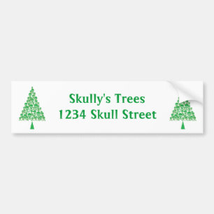 Green Skull Xmas Tree Bumper Sticker