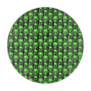Green Skulls and Sunflower Series Design 2 Cutting Board