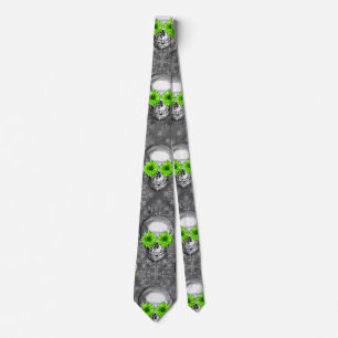 Green Skulls and Sunflower Series Design 5 Tie
