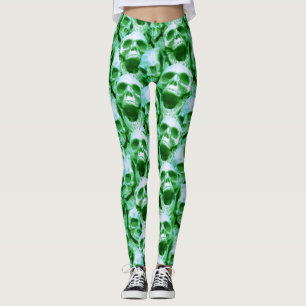 Green Skulls Leggings