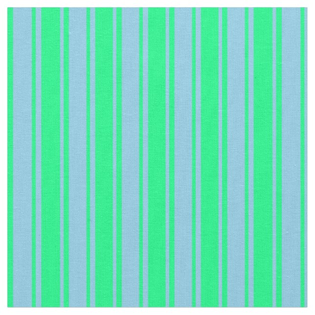 Green & Sky Blue Coloured Lines Fabric (Close Up)