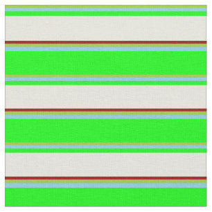 Green, Sky Blue, Lime, Beige, and Dark Red Coloure Fabric
