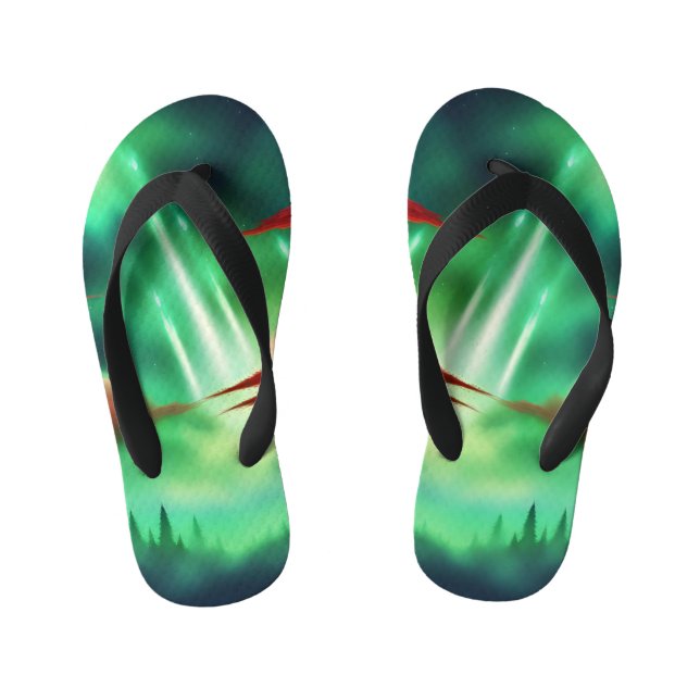green sky kid's flip flops (Footbed)
