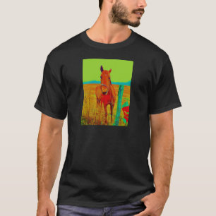 Green sky , red bow Horse : add name T-Shirt