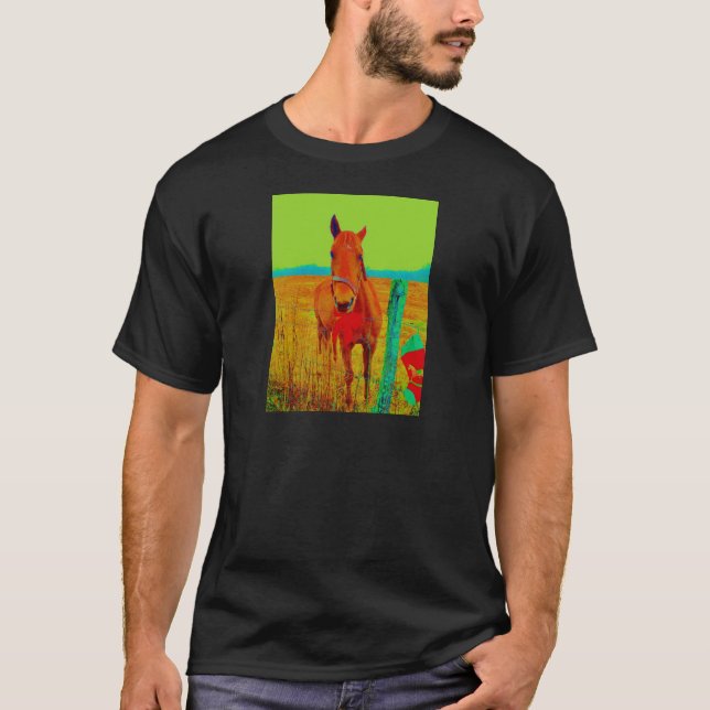Green sky , red bow Horse : add name T-Shirt (Front)