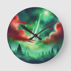 green sky round clock