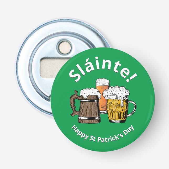 Green Sláinte HAPPY ST PATRICKS DAY Bottle Opener (Front)