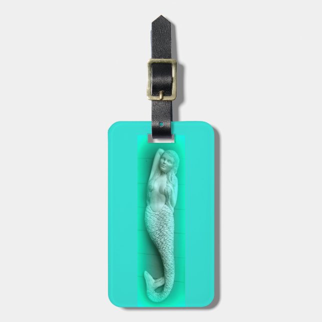 green sleeping mermaid luggage tag (Front Vertical)